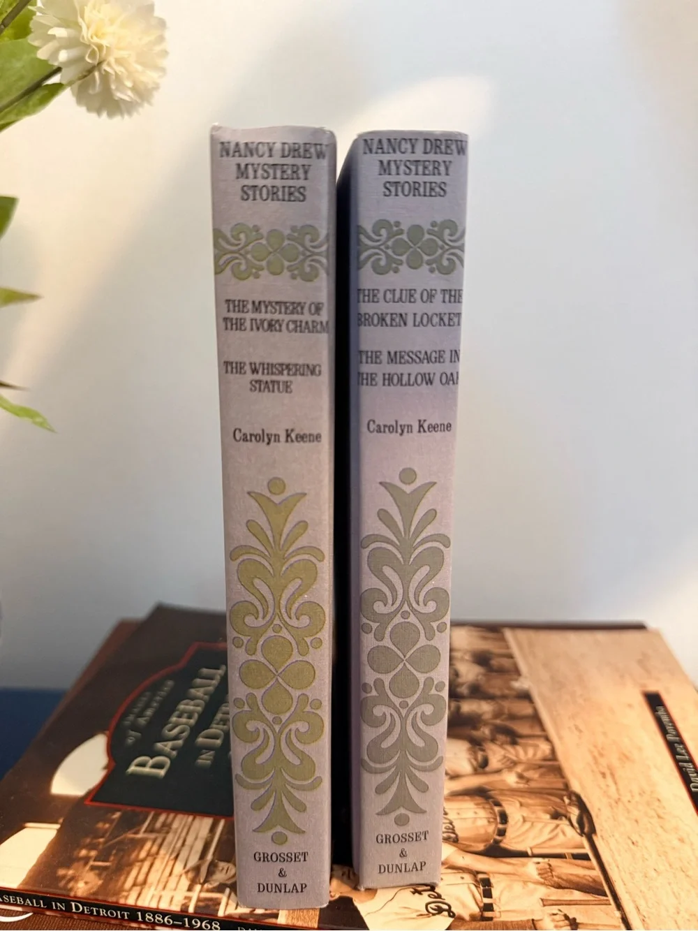 1960s Nancy Drew Mystery Hardcovers - Lavender and Olive Set